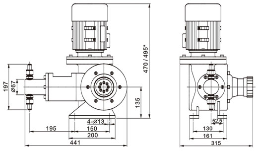 J-Z型柱塞式计量泵安装尺寸图