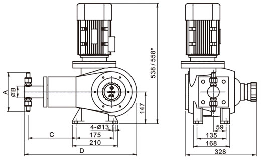 J-ZR型柱塞式计量泵安装尺寸图